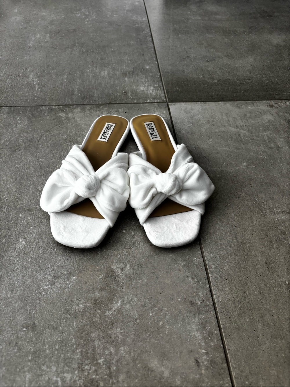 Brand new- White Terry Cloth upper Knot Front Slide Sandals -